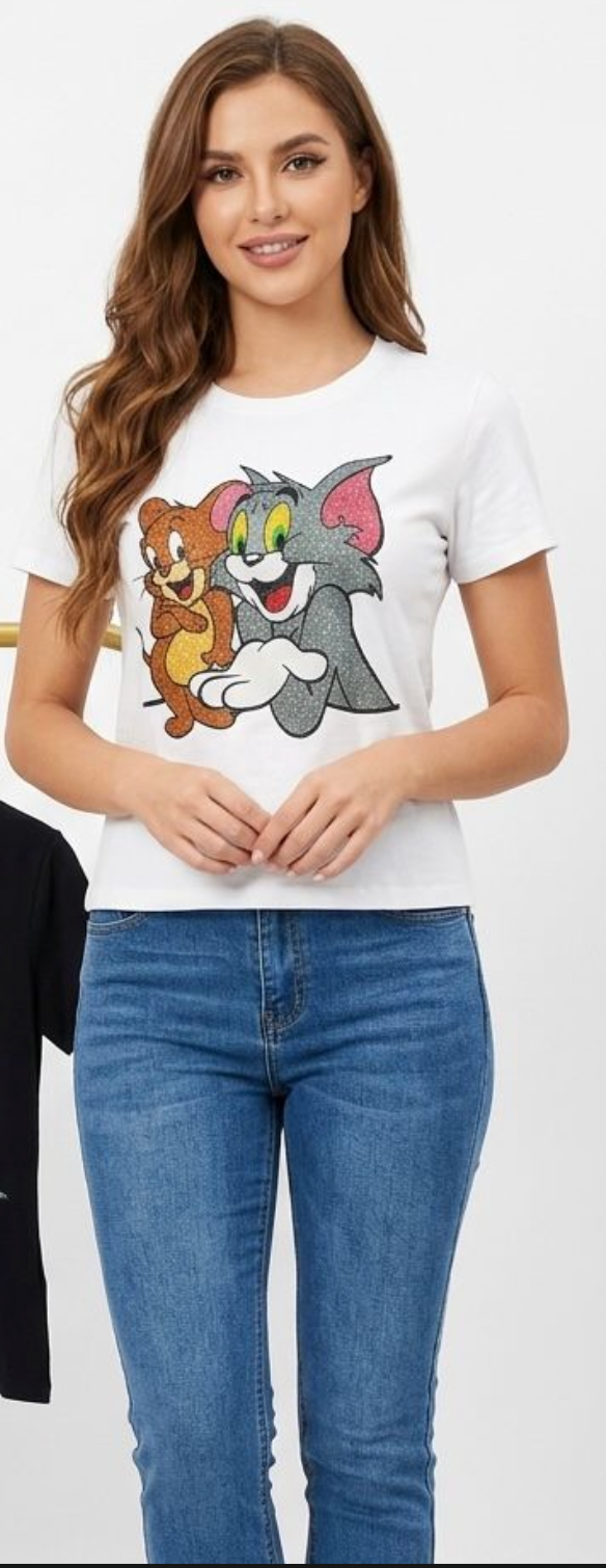 Playera de Algodón con Estampado Tom & Jerry M-1378