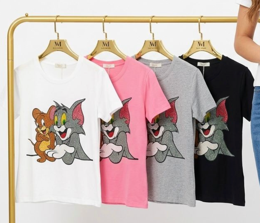 Playera de Algodón con Estampado Tom & Jerry M-1378