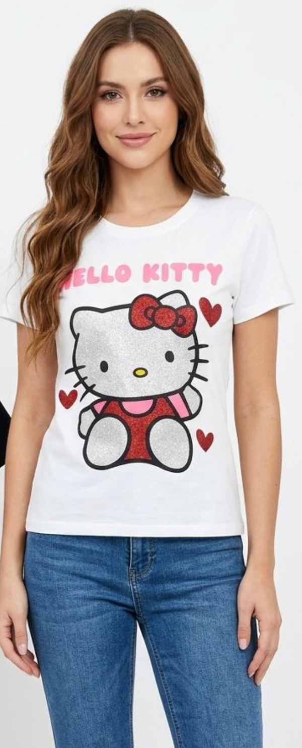 Playera de Algodón Hello Kitty Glitter M-1373