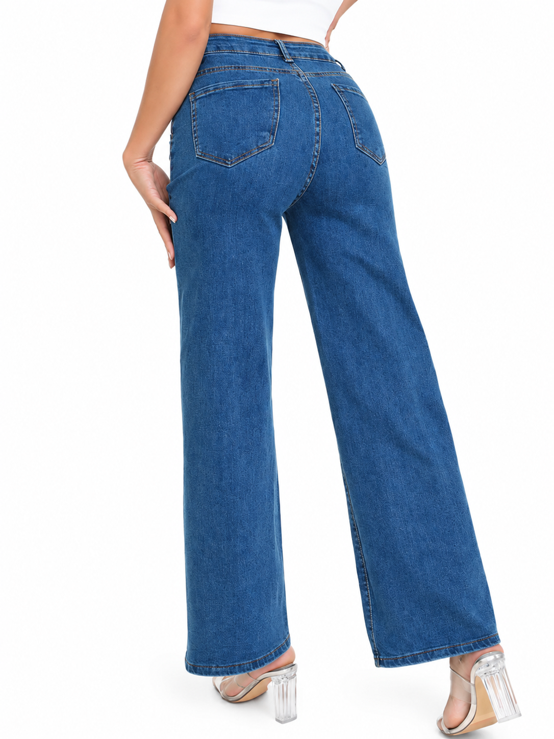 Pantalón de Mezclilla Tiro Alto Desgastado AM864