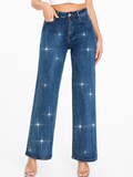 Pantalón de Mezclilla Tiro Alto con Brillos AM922