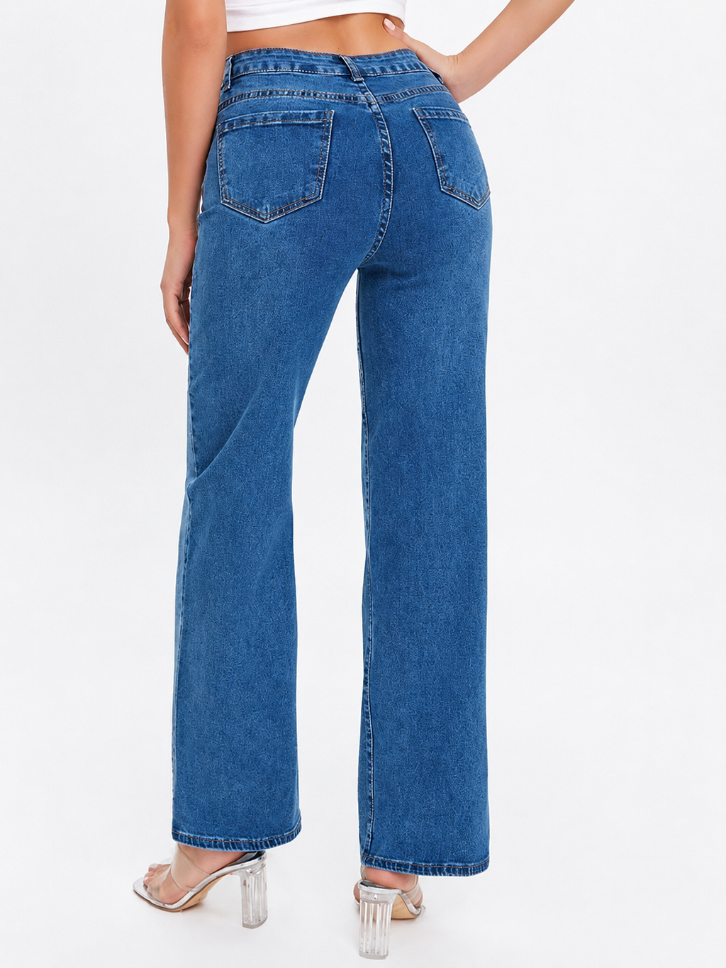 Pantalón de Mezclilla Tiro Alto con Brillos AM857