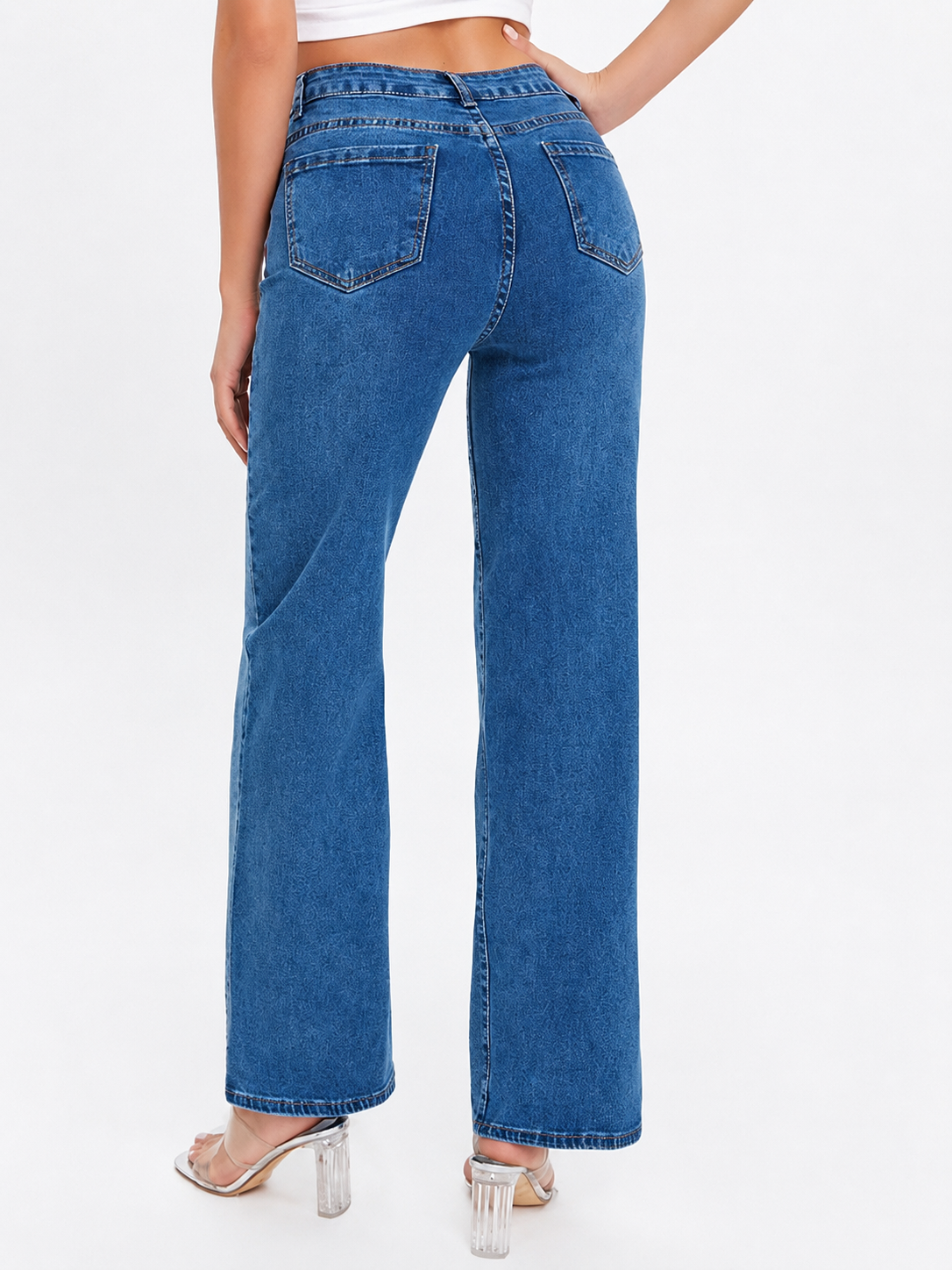 Pantalón de Mezclilla Tiro Alto con Brillos AM857