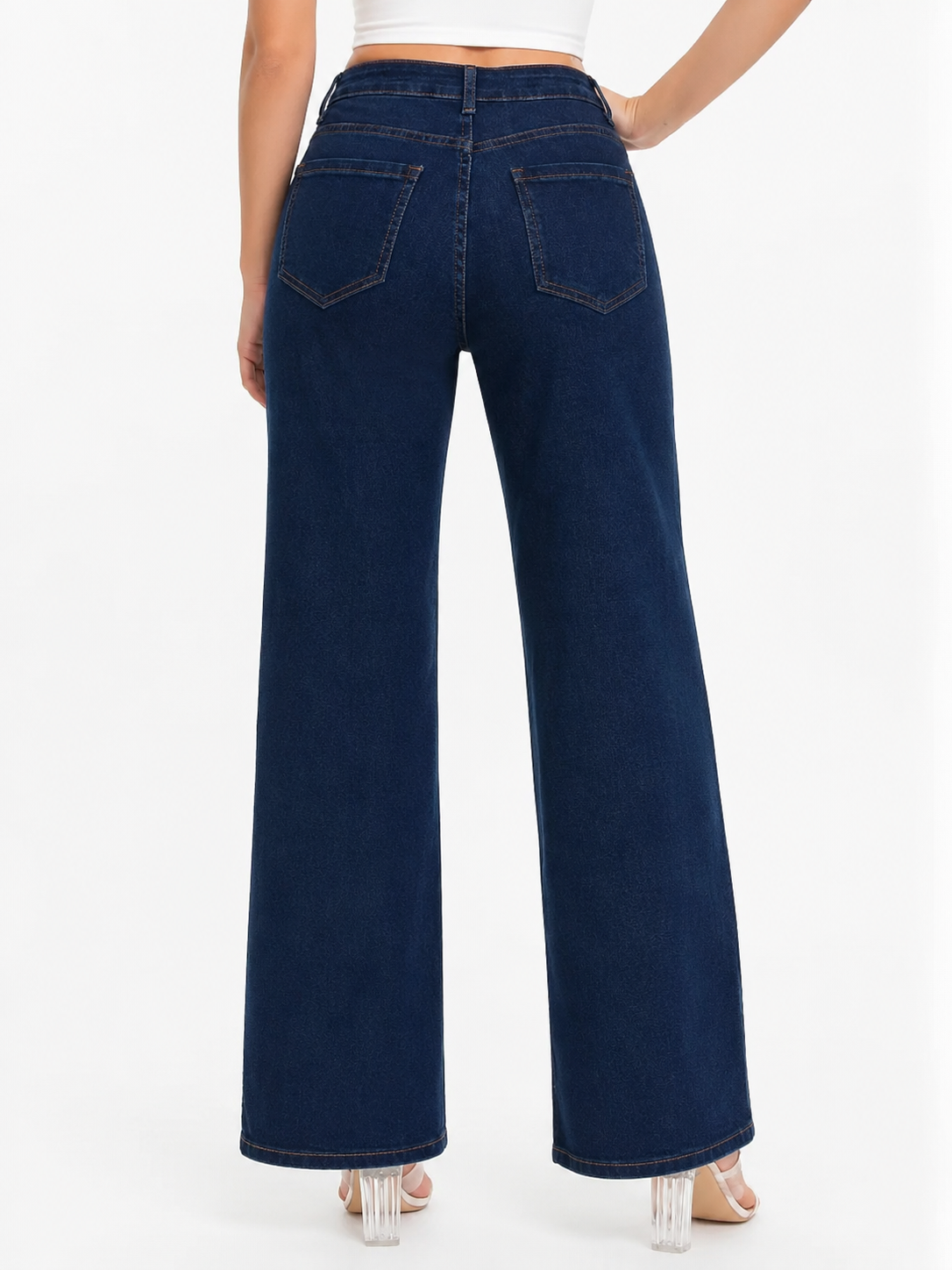 Pantalón de Mezclilla Tiro Alto con Brillos AM982