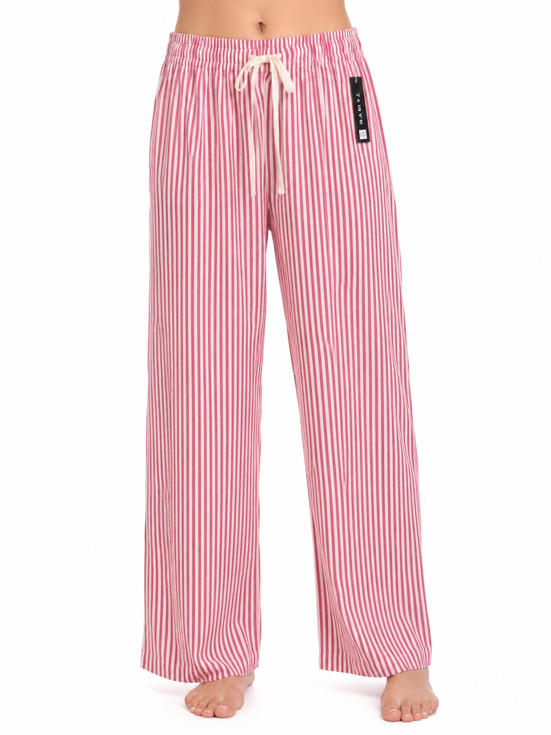 Pantalón Rayado de Pierna Amplia con Jareta K-2201