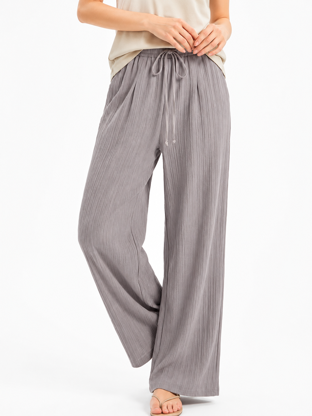 Pantalón Casual de Pierna Amplia con Jareta K1460