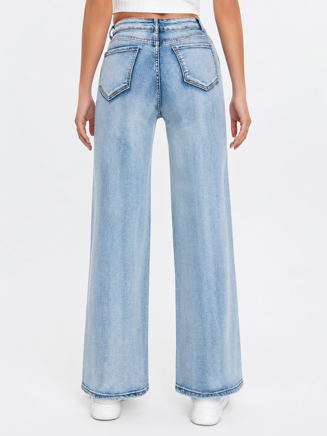 Pantalón de Mezclilla Clara Tiro Alto con Brillos AM903