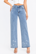 Pantalón de Mezclilla Tiro Alto con Brillos AM829