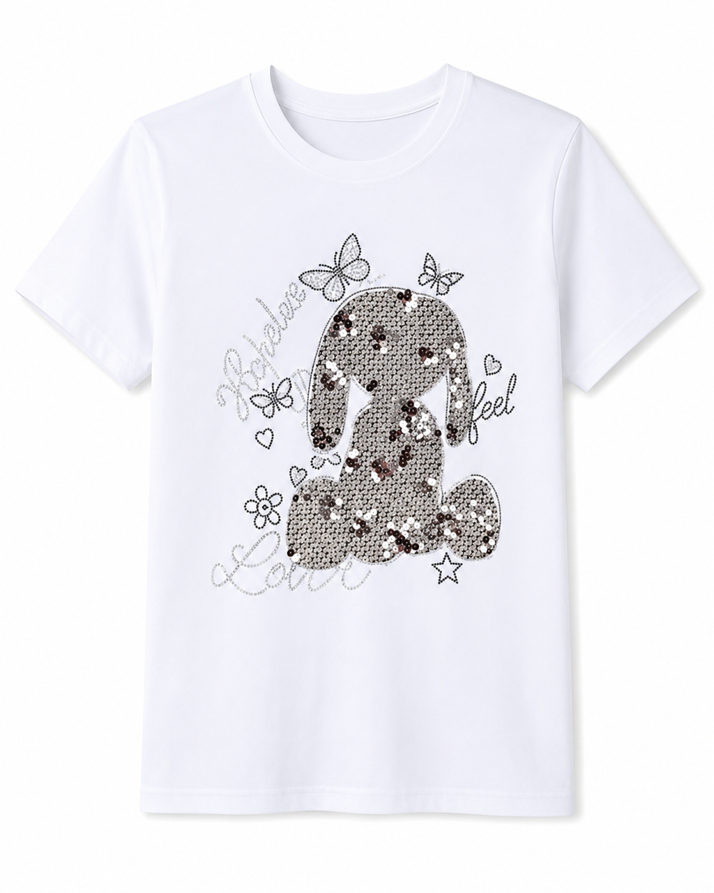 Playera de Algodón con Estampado de Perrito Brillante YG7119