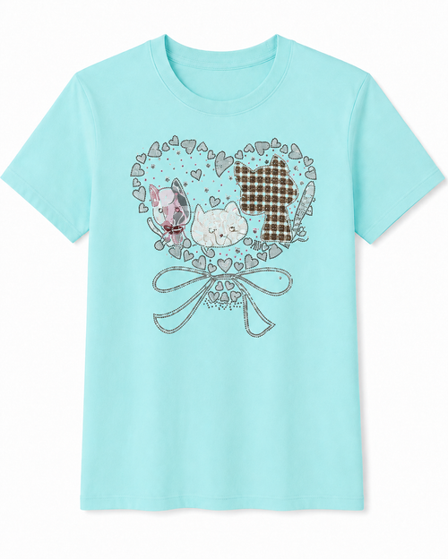 layera de Algodón con Estampado de Corazón y Perritos YG7118