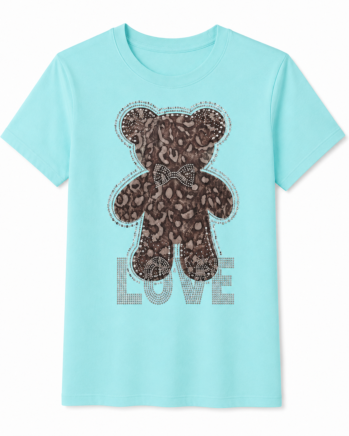 Playera de Algodón con Estampado de Oso y Brillos YG7120