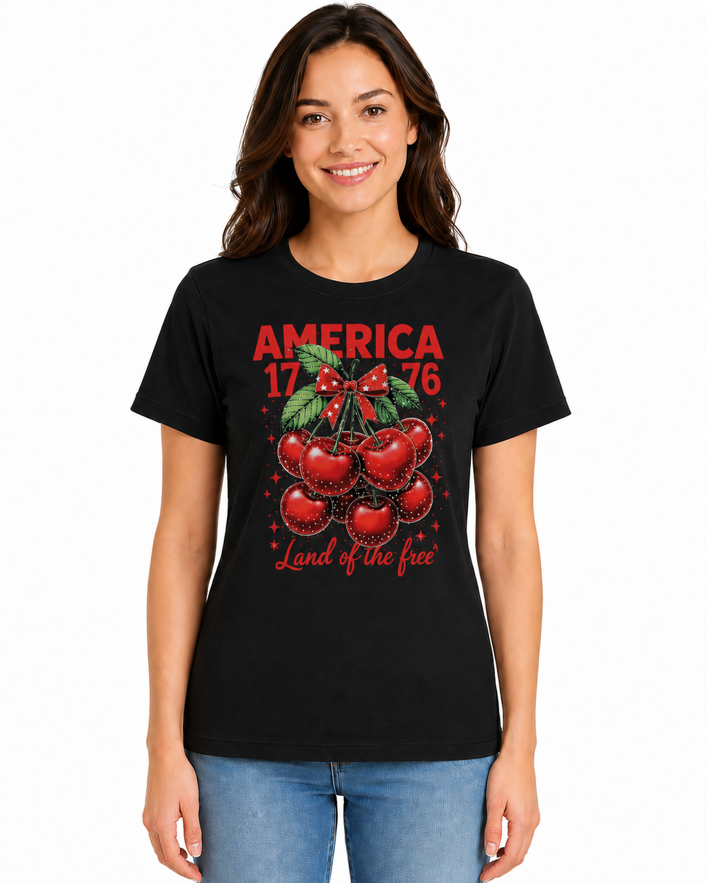 Playera de Algodón con Estampado de Cerezas YG7108
