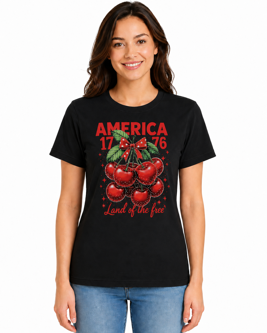 Playera de Algodón con Estampado de Cerezas YG7108