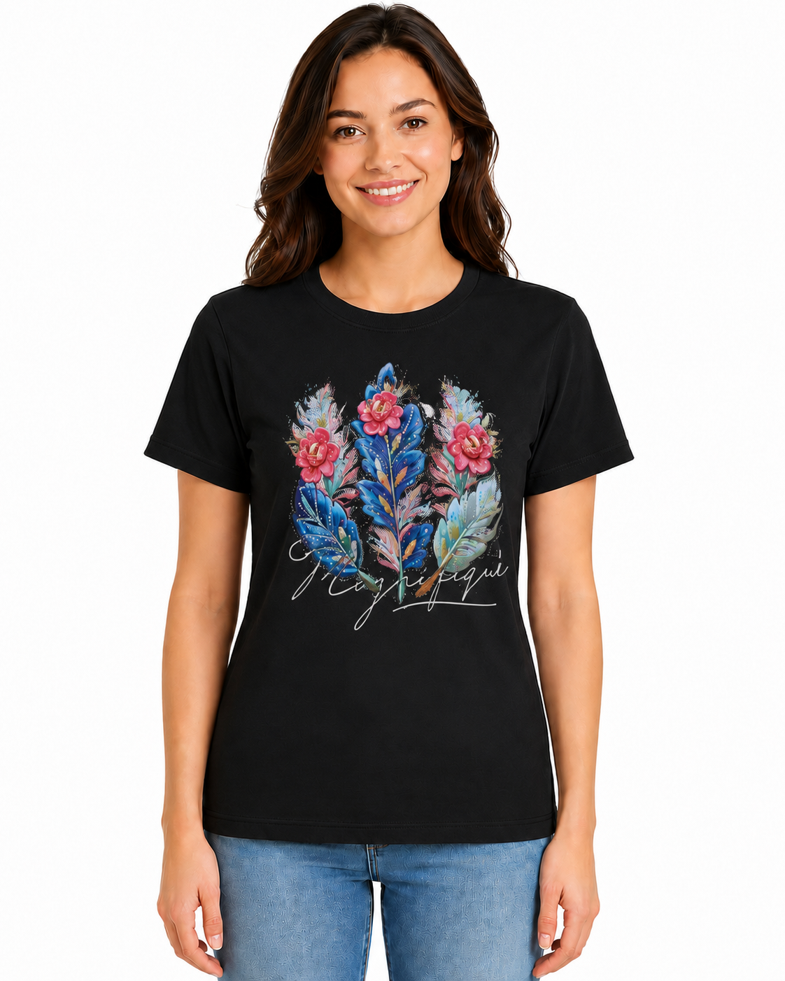 Playera de Algodón con Estampado Floral YG7111