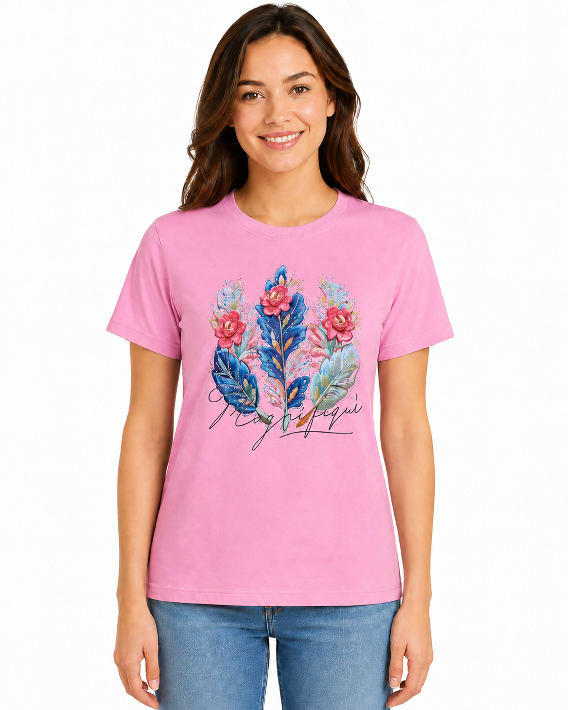 Playera de Algodón con Estampado Floral YG7111