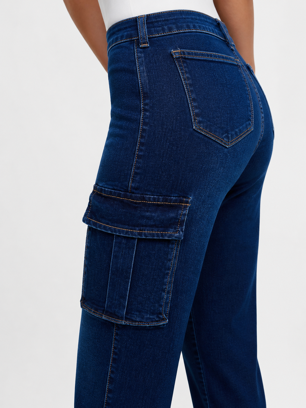 Pantalon de mezclilla estilo cargo SU0731