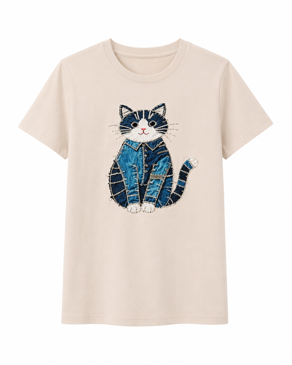 Playera de Algodón con Estampado de Gatito YG7105