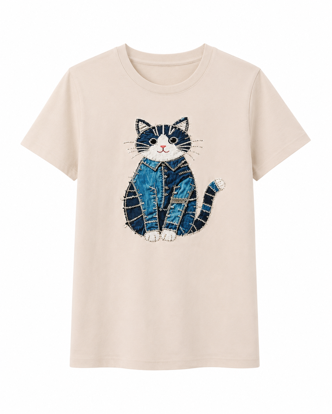 Playera de Algodón con Estampado de Gatito YG7105