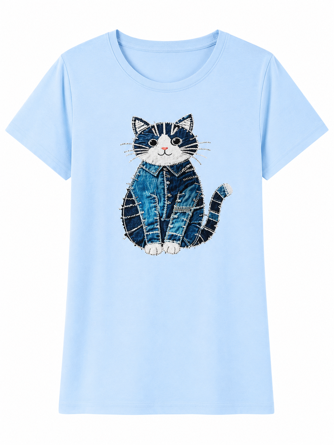 Playera de Algodón con Estampado de Gatito YG7105