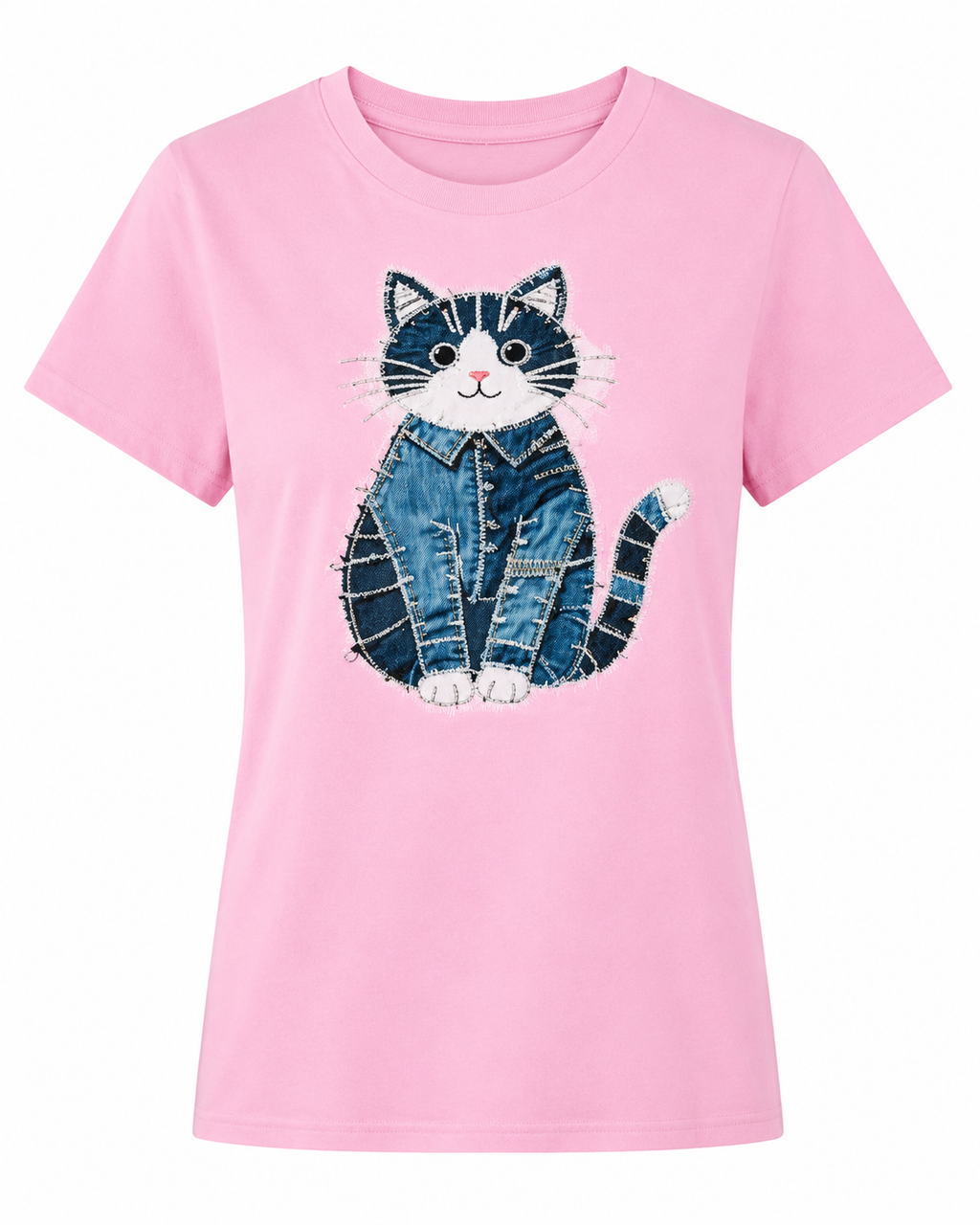 Playera de Algodón con Estampado de Gatito YG7105